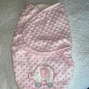 NWOT Infant Girl Pink Puff Dot Plush Wrap Sleep Sack